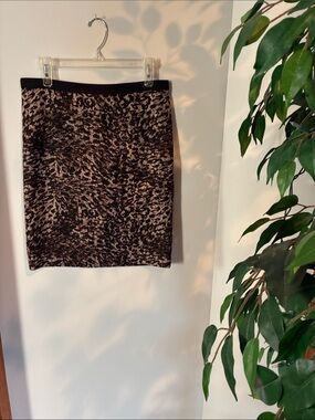 Rafaella Black and Tan Abstract Print Pencil Skirt, Size: 8